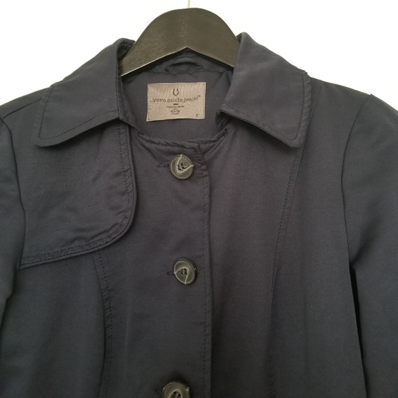 Vero Moda navy blue short trench coat lined - Picture 10 of 10